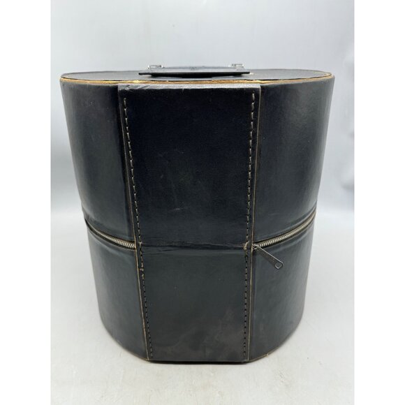 Vintage Black Vinyl Hat Box With Zipper & Handle 13X13X12.5" READ - Picture 9 of 11